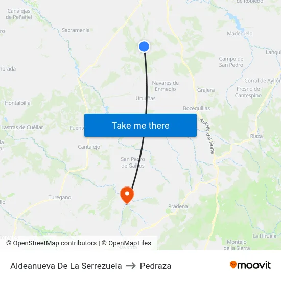 Aldeanueva De La Serrezuela to Pedraza map