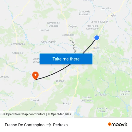 Fresno De Cantespino to Pedraza map