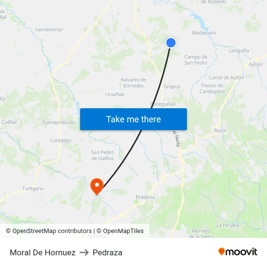 Moral De Hornuez to Pedraza map