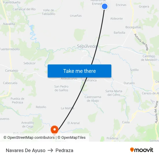 Navares De Ayuso to Pedraza map