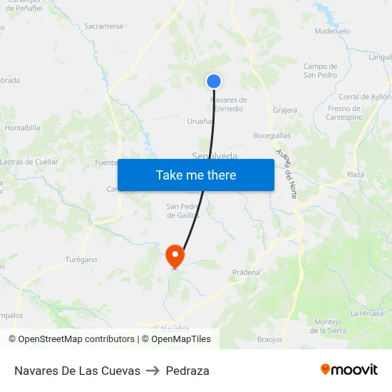 Navares De Las Cuevas to Pedraza map