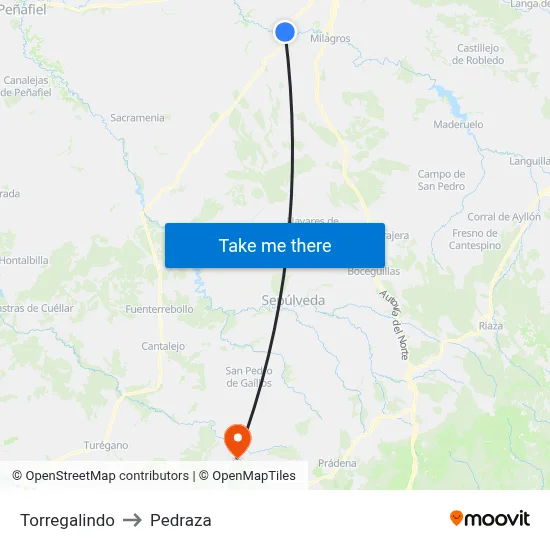 Torregalindo to Pedraza map