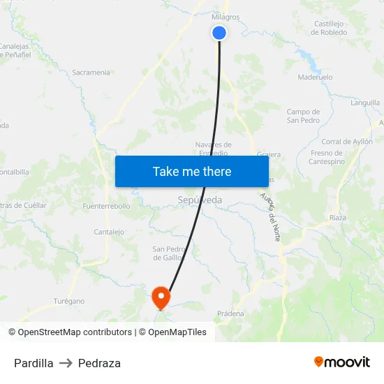 Pardilla to Pedraza map