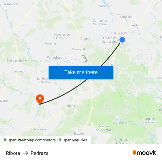Ribota to Pedraza map