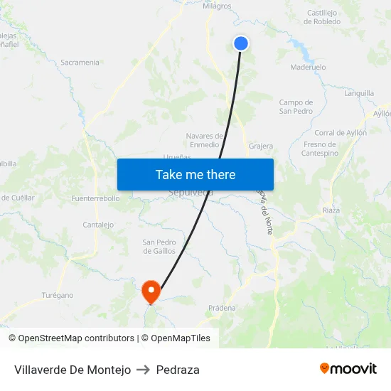 Villaverde De Montejo to Pedraza map