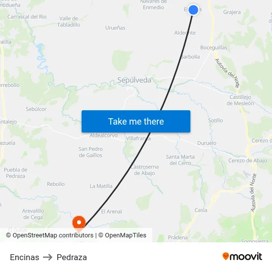 Encinas to Pedraza map