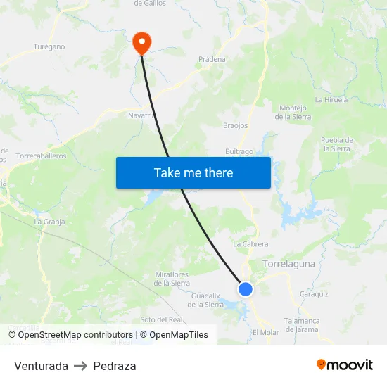 Venturada to Pedraza map