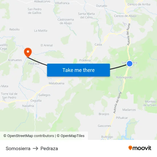 Somosierra to Pedraza map