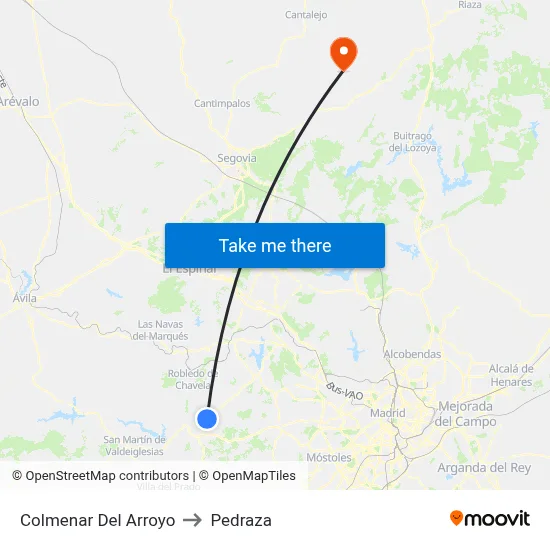 Colmenar Del Arroyo to Pedraza map