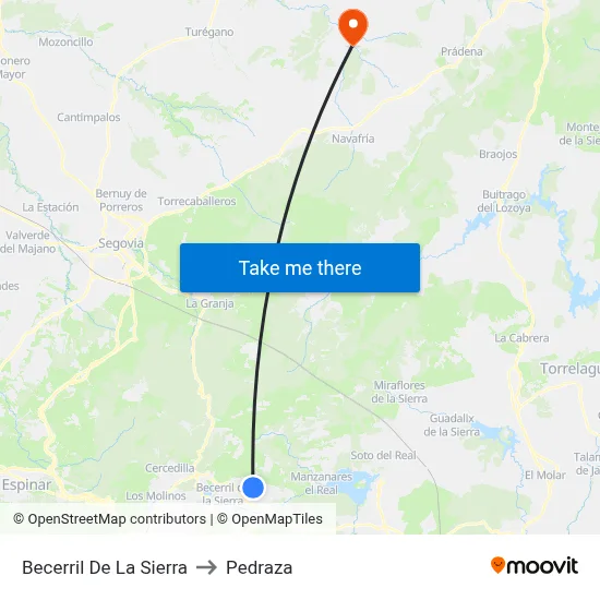 Becerril De La Sierra to Pedraza map