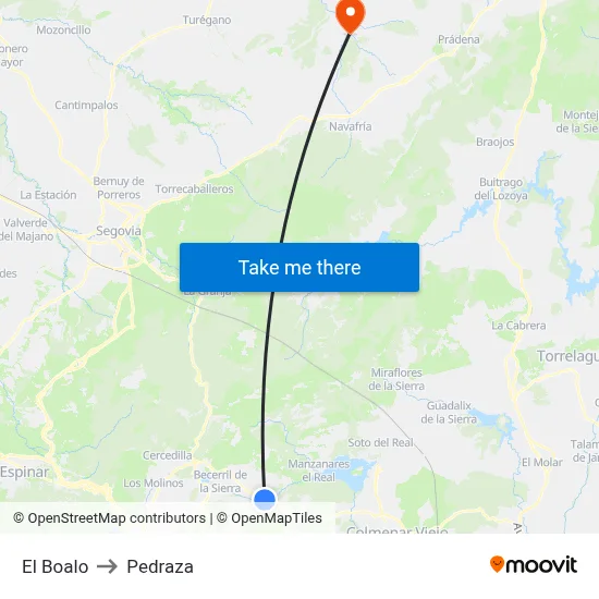 El Boalo to Pedraza map