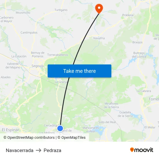 Navacerrada to Pedraza map