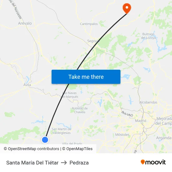 Santa María Del Tiétar to Pedraza map