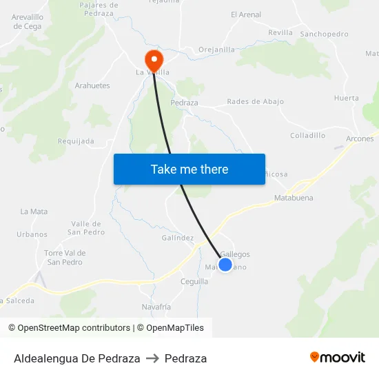 Aldealengua De Pedraza to Pedraza map