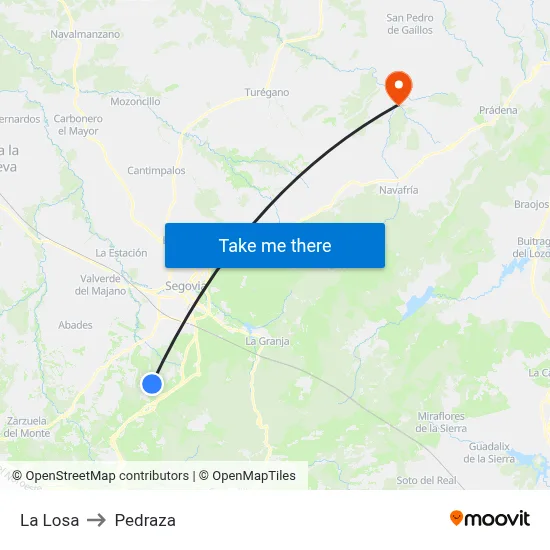 La Losa to Pedraza map