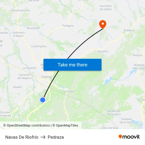 Navas De Riofrío to Pedraza map