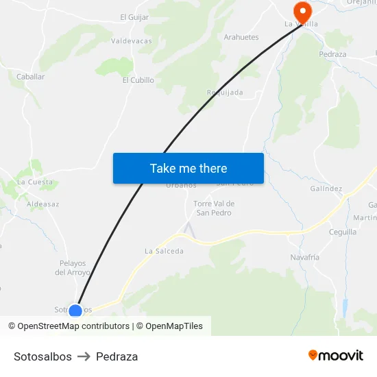 Sotosalbos to Pedraza map