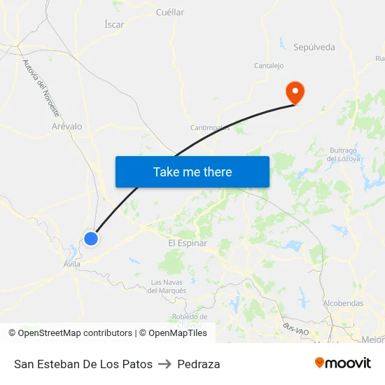 San Esteban De Los Patos to Pedraza map