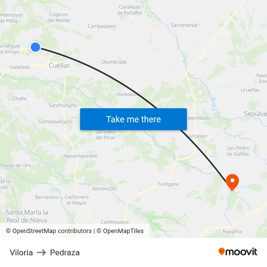 Viloria to Pedraza map
