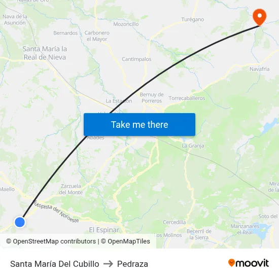 Santa María Del Cubillo to Pedraza map