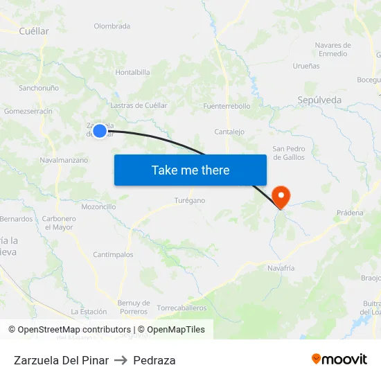 Zarzuela Del Pinar to Pedraza map