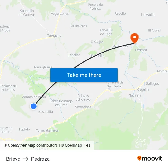 Brieva to Pedraza map