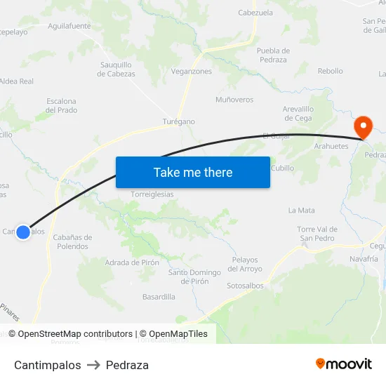 Cantimpalos to Pedraza map