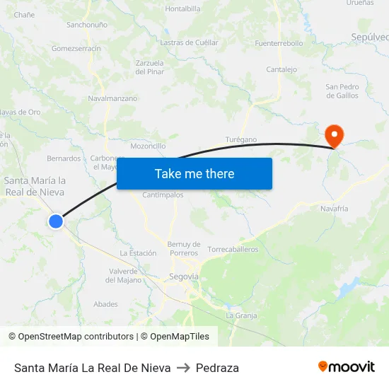 Santa María La Real De Nieva to Pedraza map