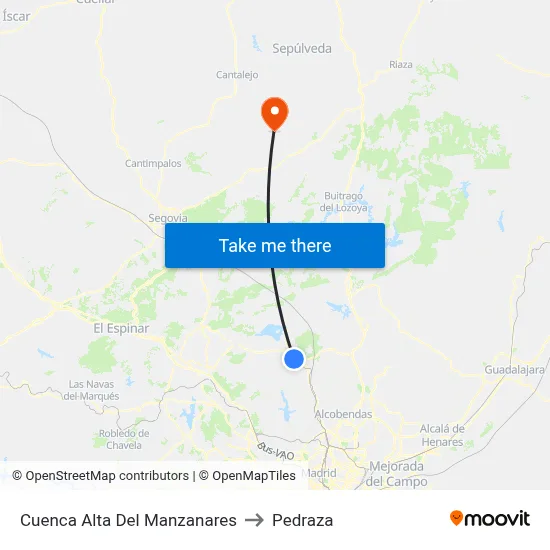 Cuenca Alta Del Manzanares to Pedraza map