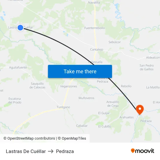 Lastras De Cuéllar to Pedraza map