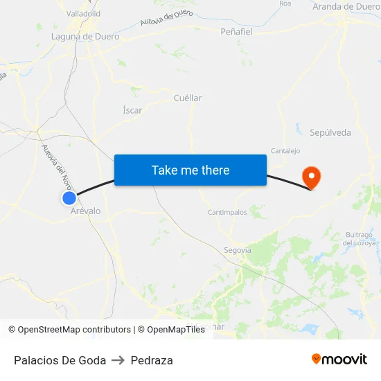 Palacios De Goda to Pedraza map