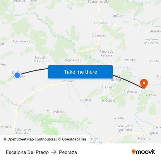 Escalona Del Prado to Pedraza map