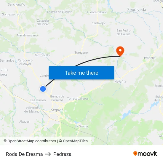 Roda De Eresma to Pedraza map