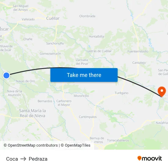 Coca to Pedraza map