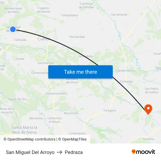 San Miguel Del Arroyo to Pedraza map