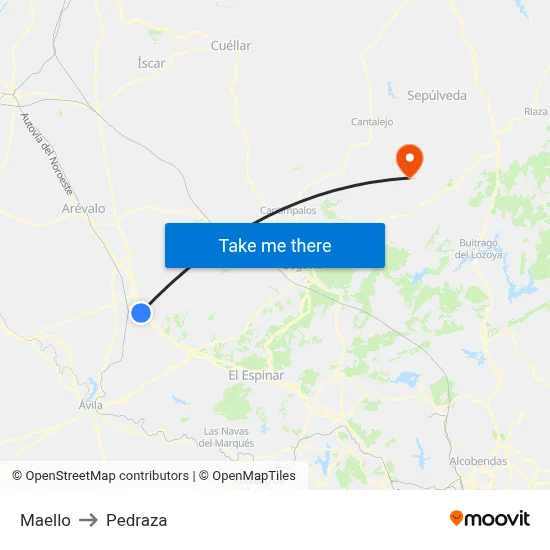 Maello to Pedraza map