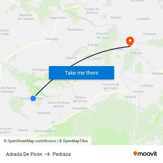 Adrada De Pirón to Pedraza map