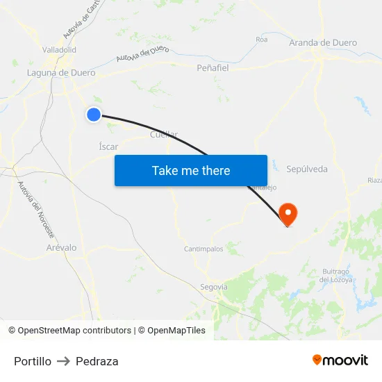 Portillo to Pedraza map