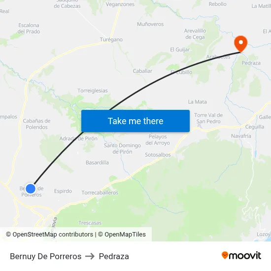 Bernuy De Porreros to Pedraza map