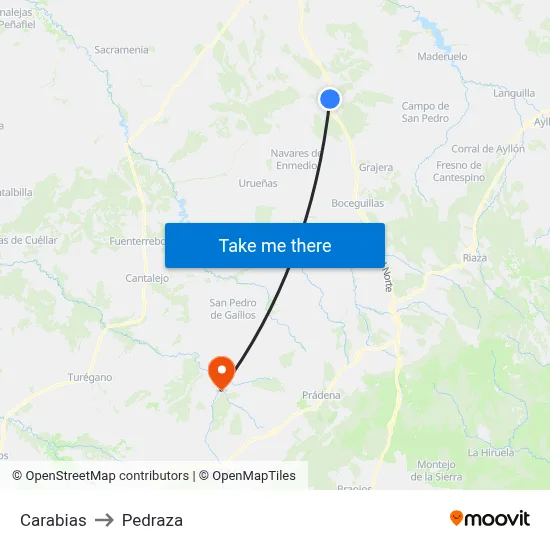 Carabias to Pedraza map