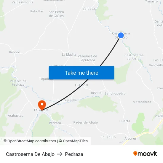 Castroserna De Abajo to Pedraza map