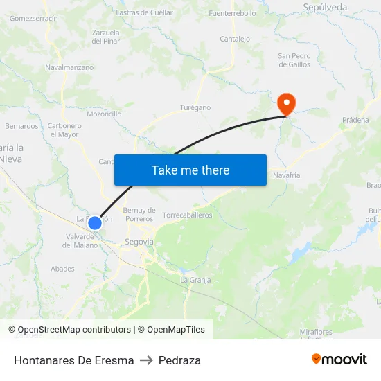 Hontanares De Eresma to Pedraza map