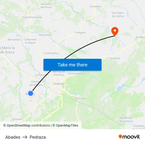 Abades to Pedraza map
