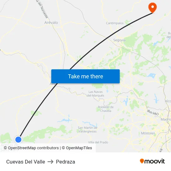 Cuevas Del Valle to Pedraza map