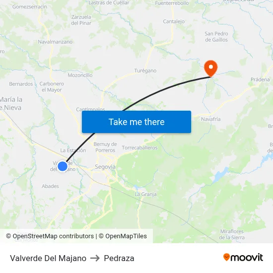 Valverde Del Majano to Pedraza map
