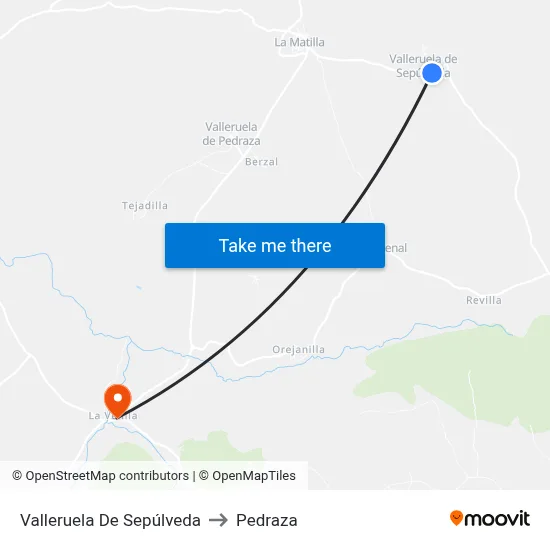 Valleruela De Sepúlveda to Pedraza map