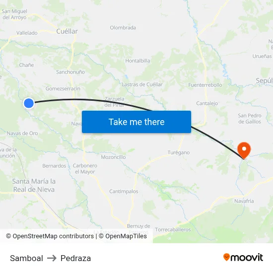Samboal to Pedraza map