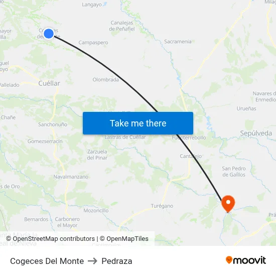Cogeces Del Monte to Pedraza map