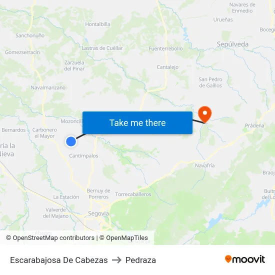 Escarabajosa De Cabezas to Pedraza map