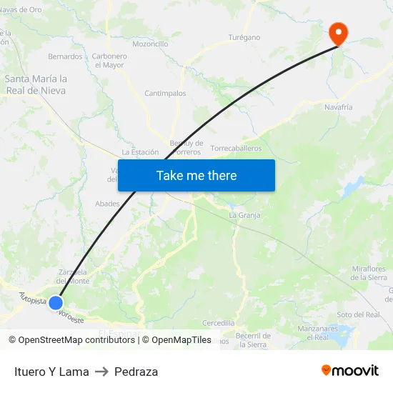 Ituero Y Lama to Pedraza map